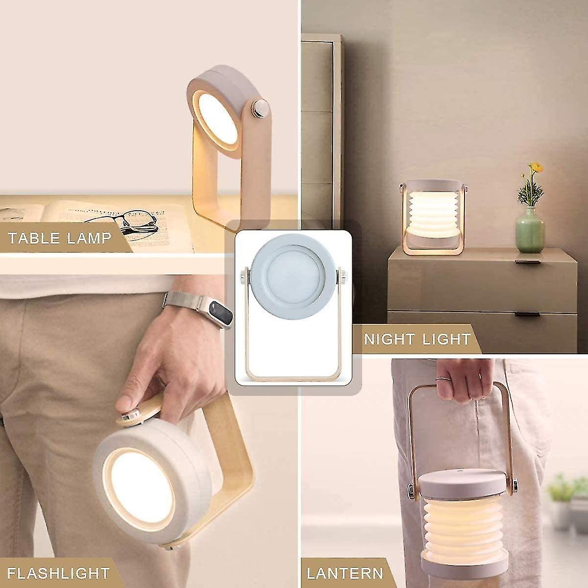 Lampe pliable réglable 4 En 1 Bureau Et Camping , 3 Modes, Rechargeable